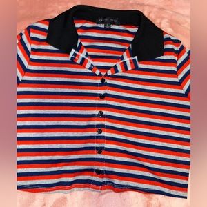 stripped button down crop top